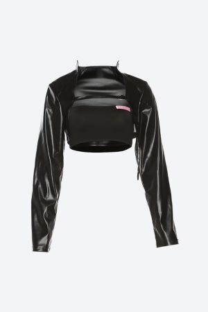 Cyberpunk Faux Leather Crop Jacket