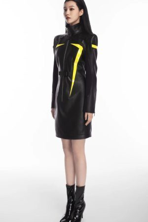 Cyberpunk Faux Leather Maxi Dress