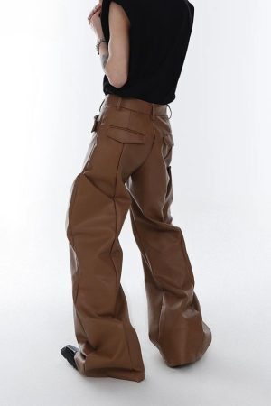 Cyberpunk Faux Leather Wide Leg Pants