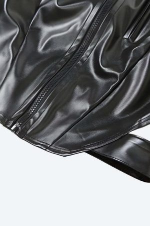 Cyberpunk Faux Leather Zip Up Top