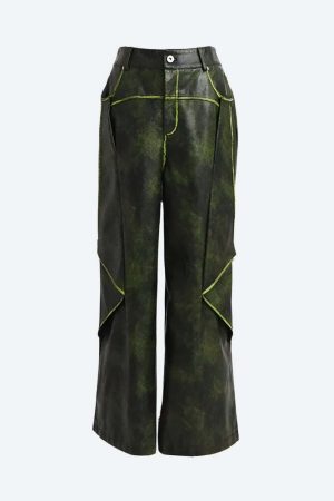 Cyberpunk Forest Faux Leather Pants