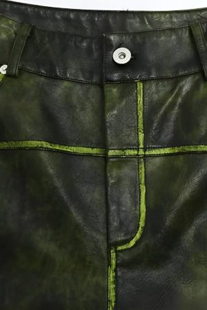 Cyberpunk Forest Faux Leather Pants