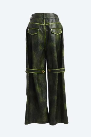 Cyberpunk Forest Faux Leather Pants