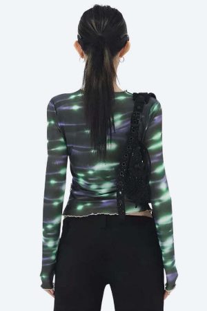 Cyberpunk Green Lights Mesh Top
