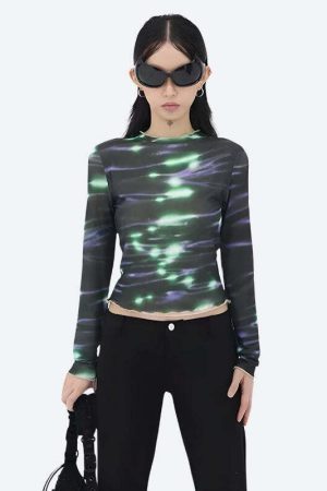Cyberpunk Green Lights Mesh Top