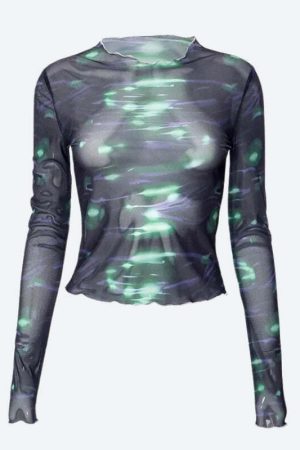 Cyberpunk Green Lights Mesh Top