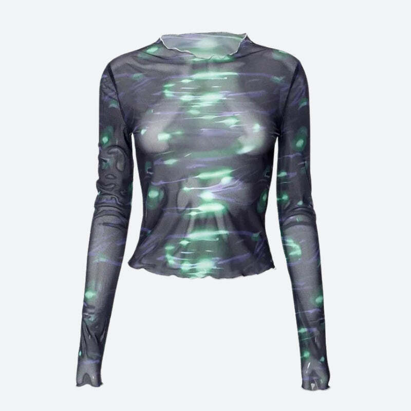Cyberpunk Green Lights Mesh Top Cyberpunk Green Lights Mesh Top