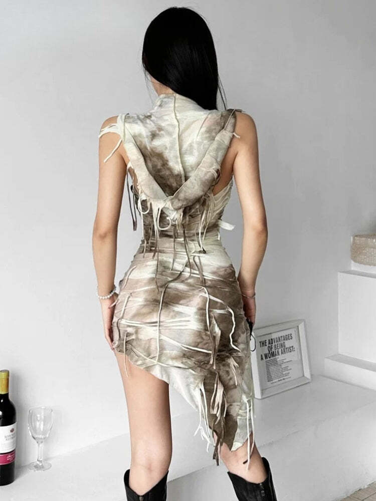 Cyberpunk Hooded Mini Dress Cyberpunk Hooded Mini Dress