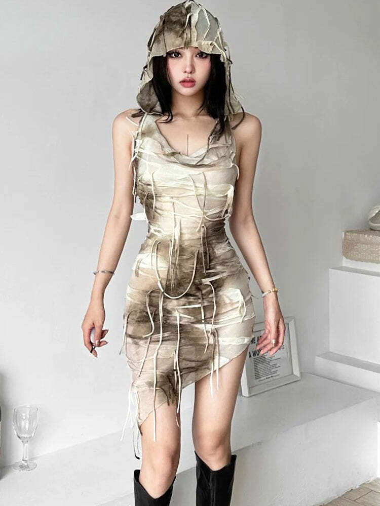 Cyberpunk Hooded Mini Dress Cyberpunk Hooded Mini Dress