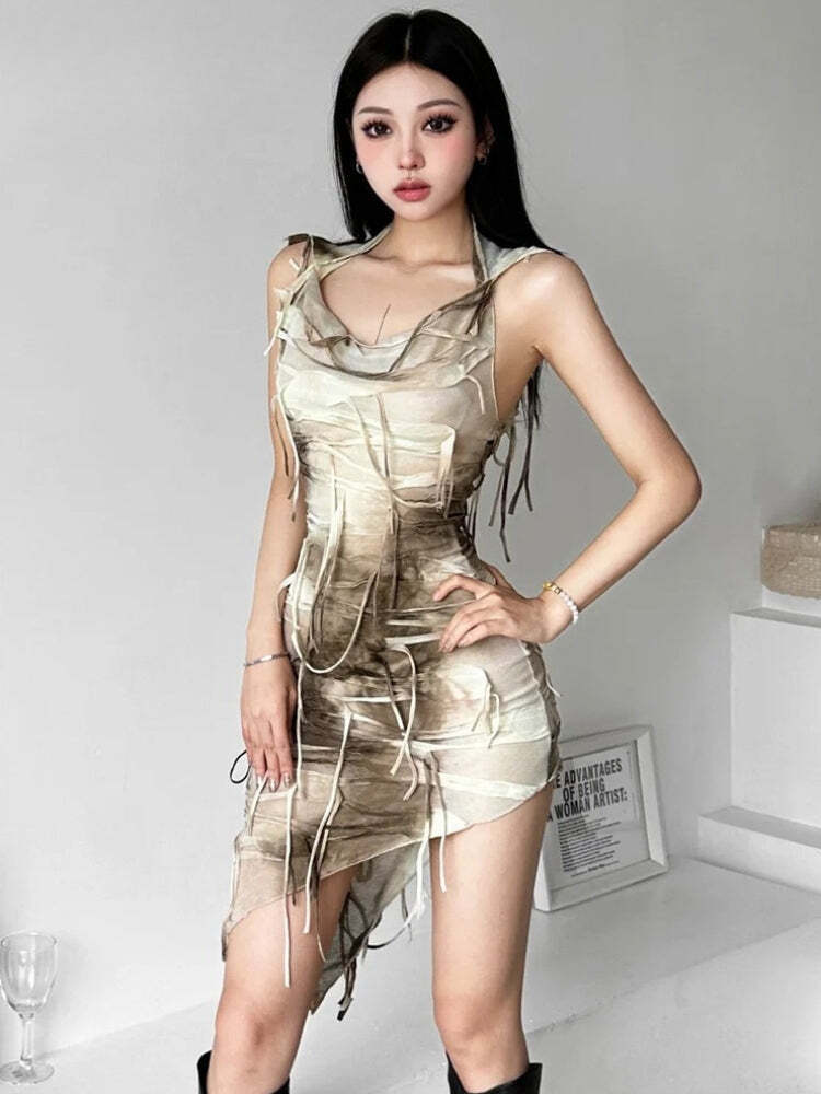 Cyberpunk Hooded Mini Dress Cyberpunk Hooded Mini Dress