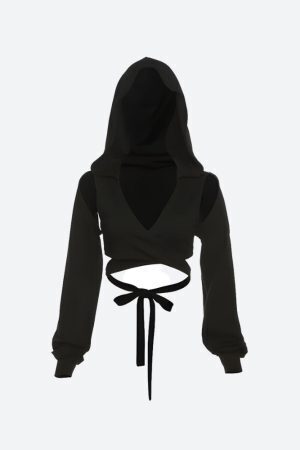 Cyberpunk Hooded Wrap Around Crop Top