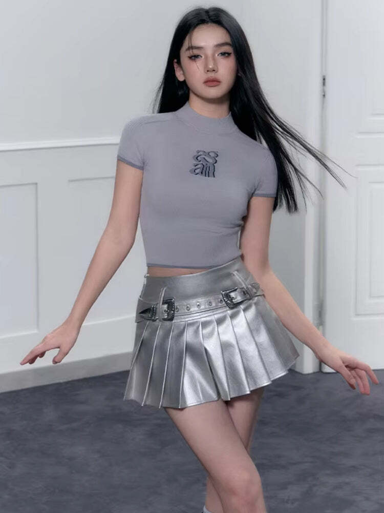 Cyberpunk Metallic Mini Skirt Cyberpunk Metallic Mini Skirt