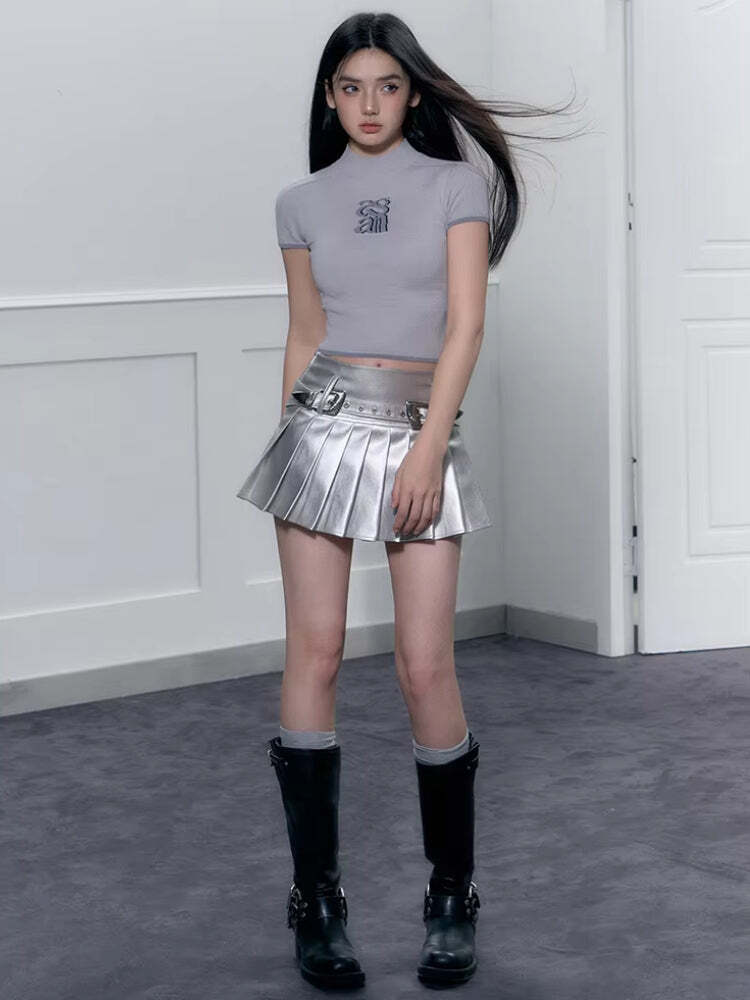 Cyberpunk Metallic Mini Skirt Cyberpunk Metallic Mini Skirt