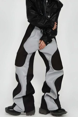 Cyberpunk Patchwork Wide Leg Pants