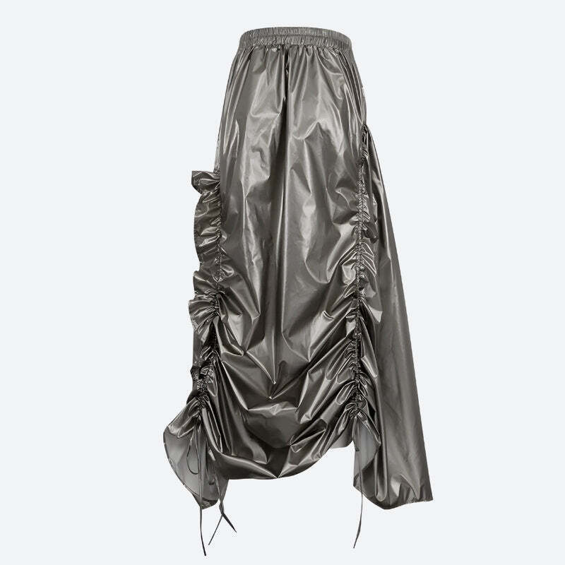 Cyberpunk Ruched Parachute Maxi Skirt Cyberpunk Ruched Parachute Maxi Skirt