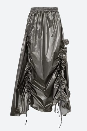 Cyberpunk Ruched Parachute Maxi Skirt