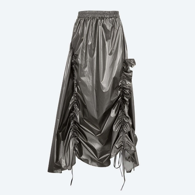 Cyberpunk Ruched Parachute Maxi Skirt Cyberpunk Ruched Parachute Maxi Skirt