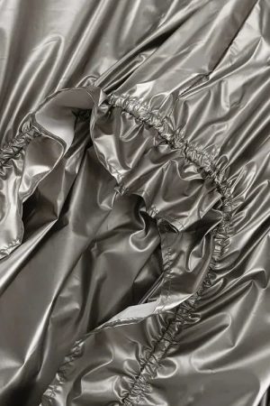 Cyberpunk Ruched Parachute Maxi Skirt