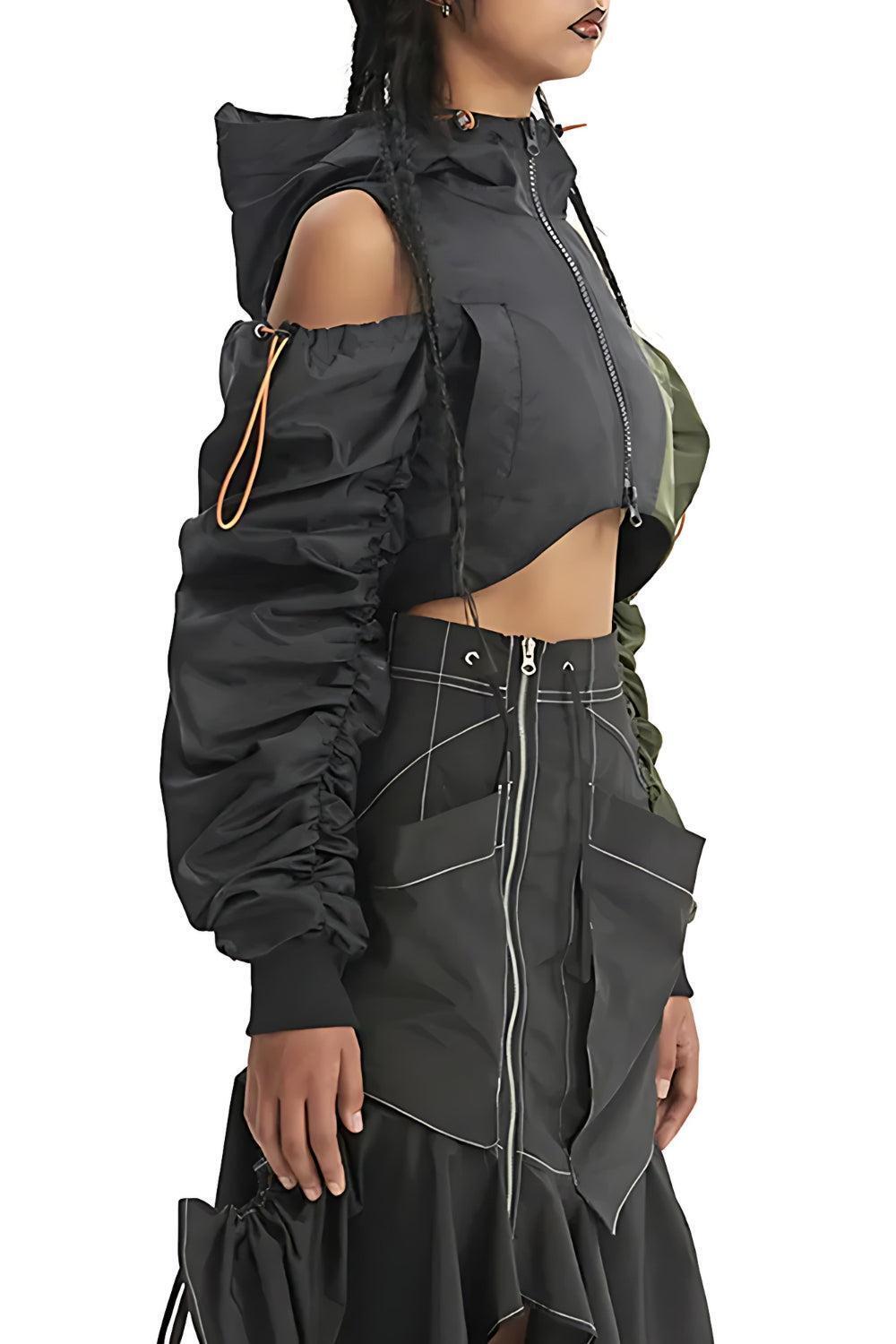 Cyberpunk Ruched Sleeve Puffer Jacket Cyberpunk Ruched Sleeve Puffer Jacket