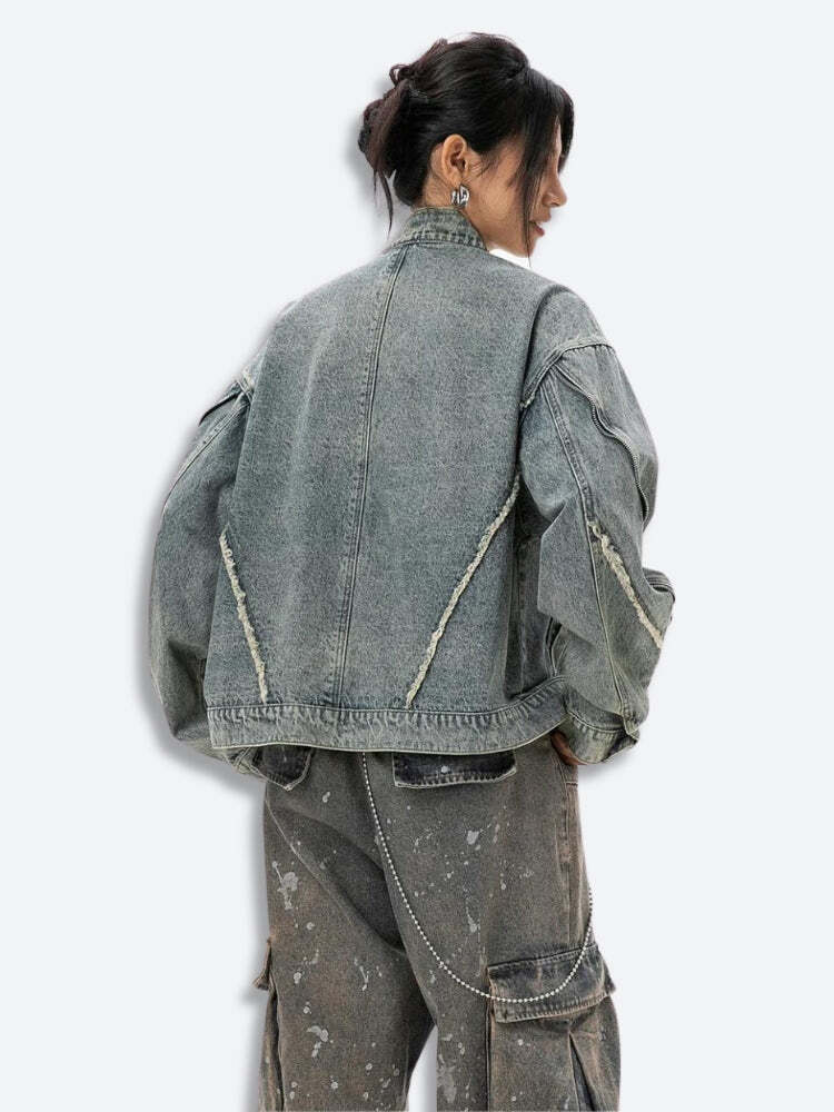 Cyberpunk Zip-Up Denim Jacket Cyberpunk Zip-Up Denim Jacket