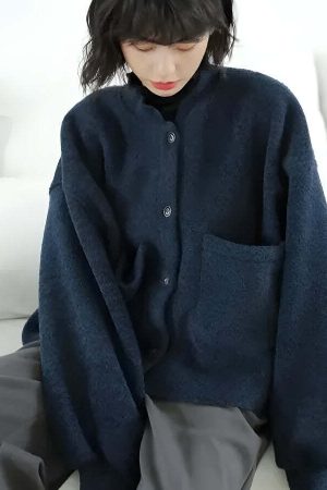 Dark Academia Button Up Pockets Cardigan