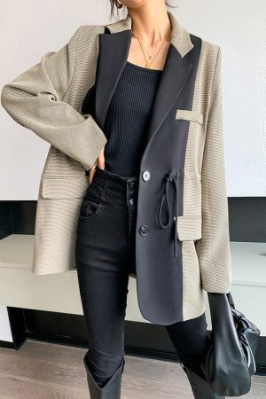 Dark Academia Double Color Blazer