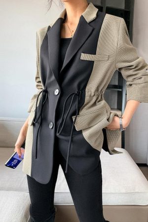 Dark Academia Double Color Blazer