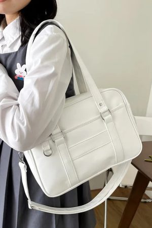 Dark Academia Faux Leather Messenger Bag