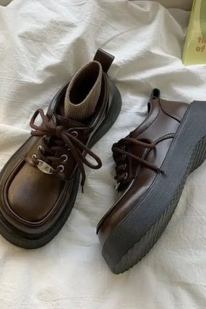 Dark Academia Lace Up Mary Jane Shoes