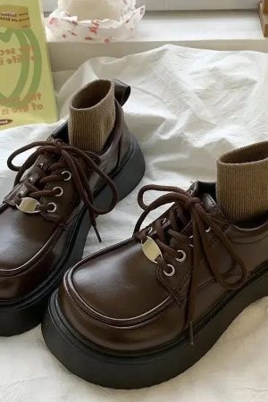 Dark Academia Lace Up Mary Jane Shoes