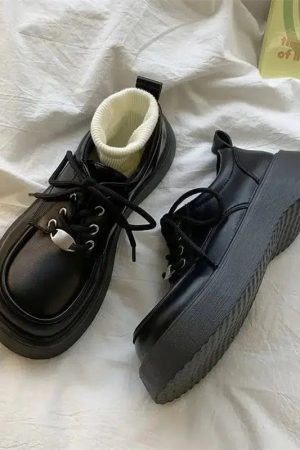 Dark Academia Lace Up Mary Jane Shoes