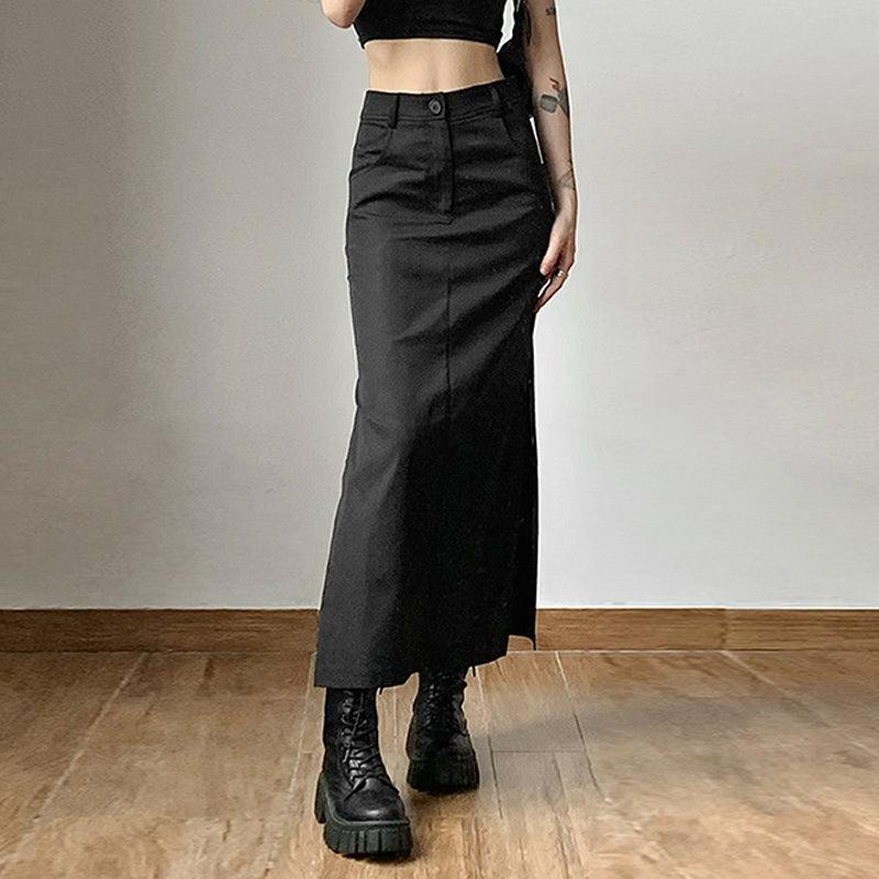 Dark Academia Side Slit Maxi Skirt Dark Academia Side Slit Maxi Skirt