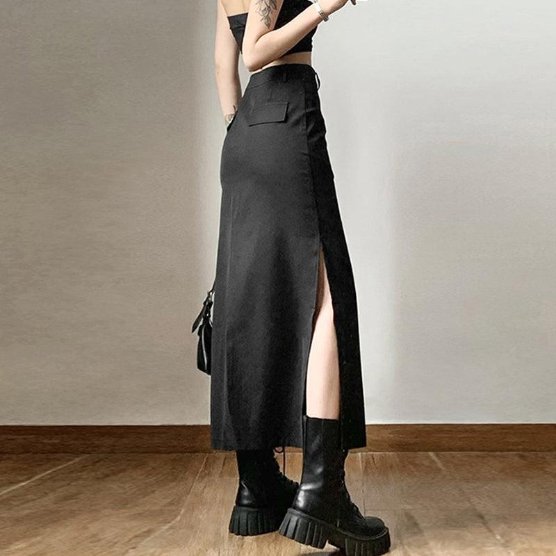 Dark Academia Side Slit Maxi Skirt Dark Academia Side Slit Maxi Skirt
