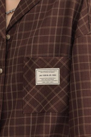 Dark Academia V-Neck Plaid Shirt