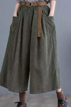 Dark Academia Wide Leg Corduroy Pants