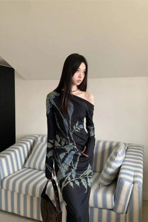 Dark Fairy One Shoulder Maxi Dress