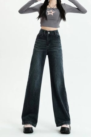 Dark Wash Straight Leg Denim Jeans