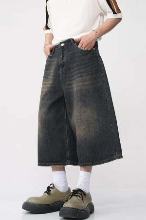 Dark Washed Jean Capri Shorts
