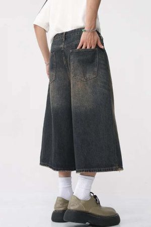 Dark Washed Jean Capri Shorts