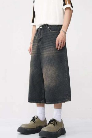 Dark Washed Jean Capri Shorts