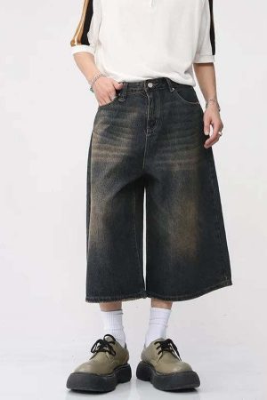 Dark Washed Jean Capri Shorts