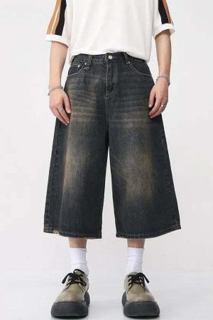 Dark Washed Jean Capri Shorts