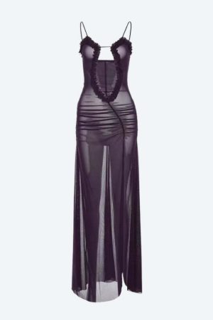 Deep Plunge Slit Maxi Dress