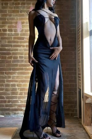 Deep Plunge Slit Maxi Dress