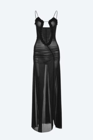 Deep Plunge Slit Maxi Dress
