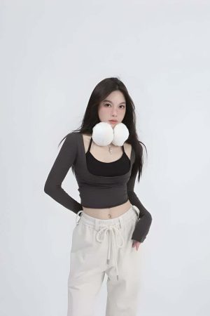 Deep Scoop Neck Two Piece Set Top