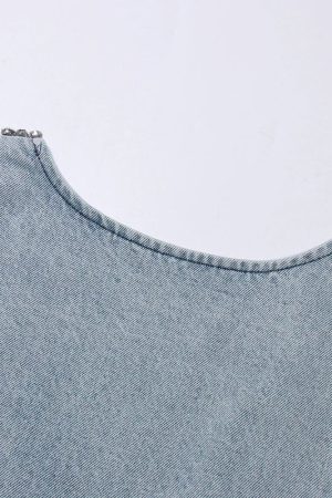 Deep V Denim Mini Dress