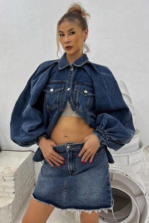 Denim Jacket & Skirt Two Piece Set