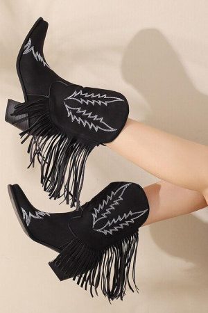Disco Cowgirl Fringe Ankle Boots