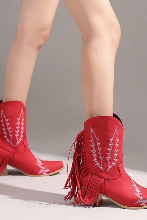 Disco Cowgirl Fringe Ankle Boots